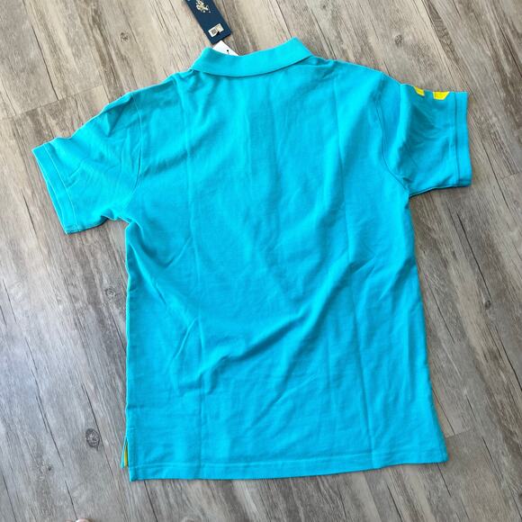 U.S. Polo Assn. Boys XL (14–16) Polo Shirt Logo #3 Turquoise Blue Yellow NWT - Picture 3 of 6
